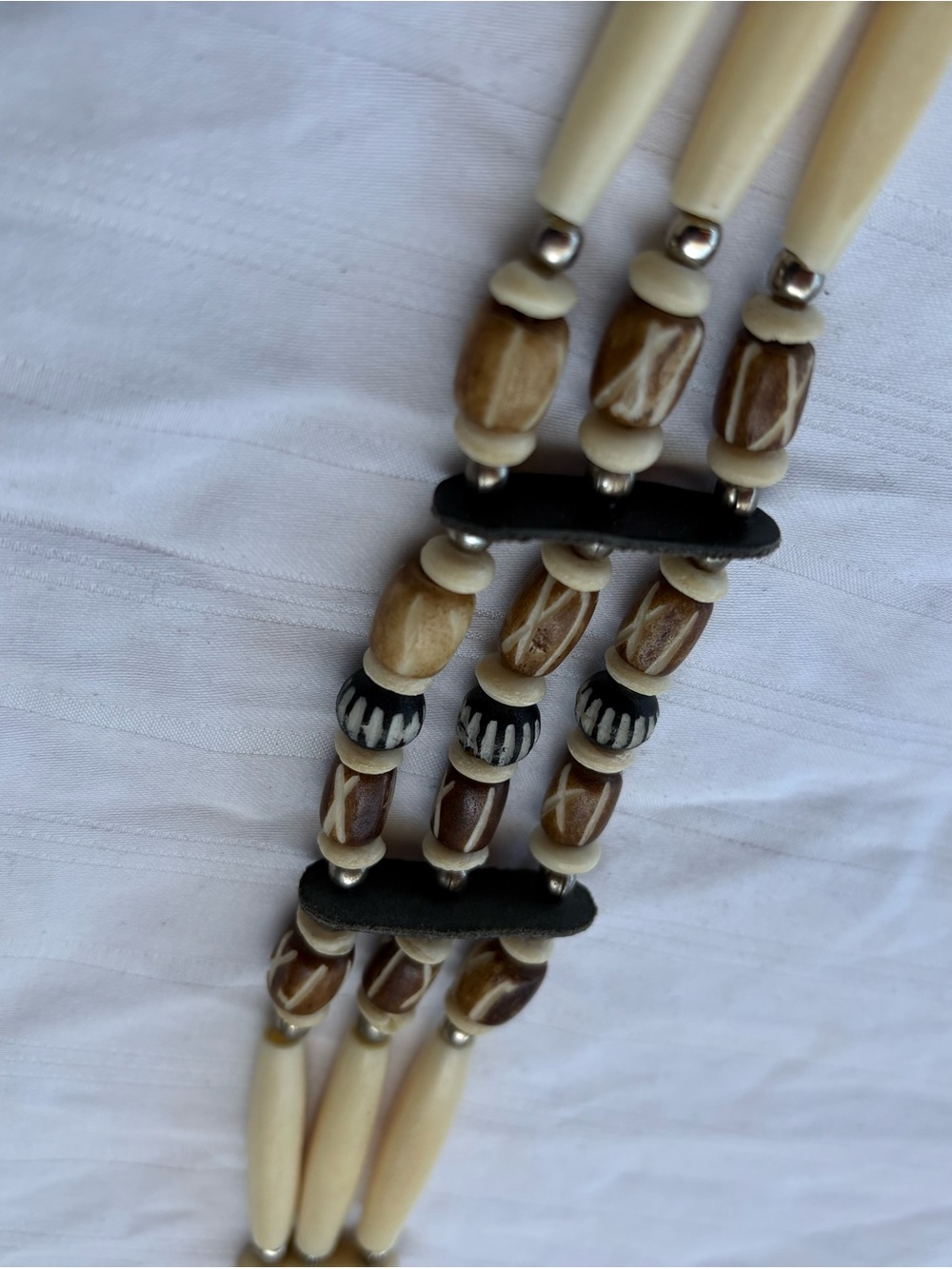Handcrafted Brown & Cream Beaded Multi-Strand Bracelet